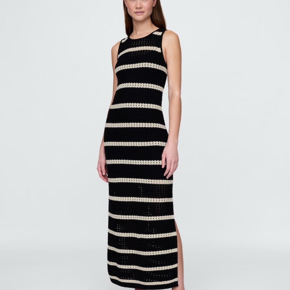 GAP Black and White Sleeveless Sheath Maxi Dress